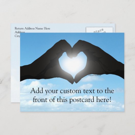 青空のハートシェイプのシルエット ポストカード (正面/裏面)