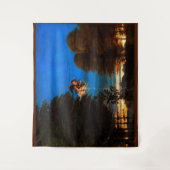 青空のプットが白い花の滝を注ぐ タペストリー (正面)