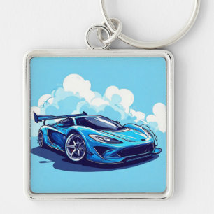 青空の下のスポーツ澄ん車 キーホルダー