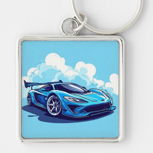 青空の下のスポーツ澄ん車 キーホルダー (正面)