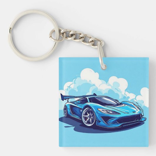 青空の下のスポーツ澄ん車 キーホルダー (正面)