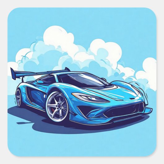 青空の下のスポーツ澄ん車 スクエアシール (正面)