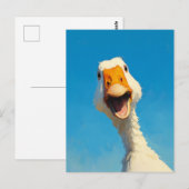 青空の下のハッピーなガチョウ ポストカード (正面/裏面)