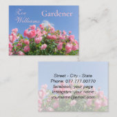 青空の下のピンクのバラの茂みカスタム、 名刺 (正面/裏面)