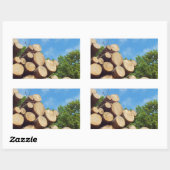 青空の下の森で切りたての木 長方形シール (シート)