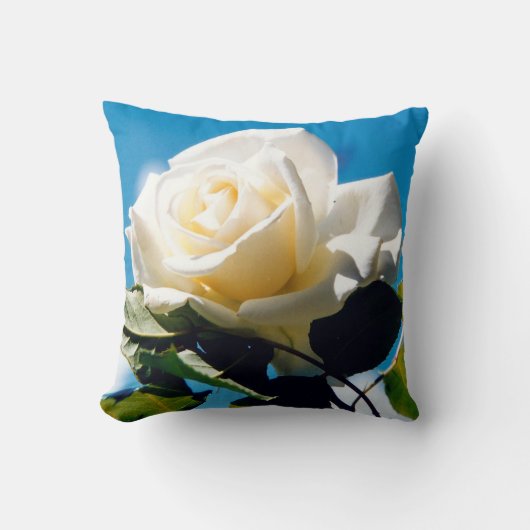 青空の下の白いバラ クッション (正面)