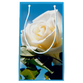 青空の下の白いバラ スモールペーパーバッグ