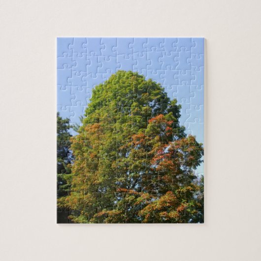 青空の下の秋の楓 ジグソーパズル (縦)