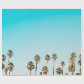 青空の下の緑と茶色のヤシの澄ん木々 ラッピングペーパー (フラット)