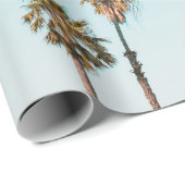 青空の下の緑と茶色のヤシの澄ん木々 ラッピングペーパー (ロールコーナー)