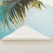 青空の下の緑のヤシの木 シェルパブランケット (3/4)