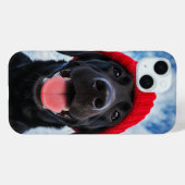 青空の下の赤いビーニーで幸せなラブラドール Case-Mate iPhoneケース (裏面 (横))