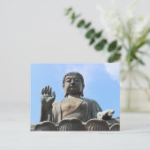 青空の仏像、手を上げ ポストカード (スタンド正面)