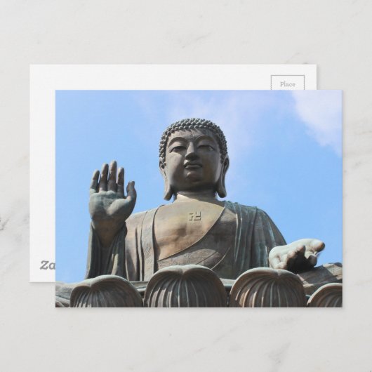 青空の仏像、手を上げ ポストカード (正面/裏面)