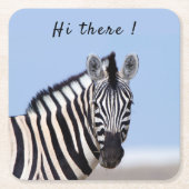 青空の写真で見るゼブラ文字 スクエアペーパーコースター (正面)