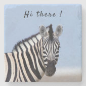 青空の写真で見るゼブラ文字 ストーンコースター (正面)