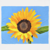 青空の太陽に向かうひまわり – 夏 フリースブランケット (正面(横))