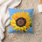 青空の太陽に対する黄色のひまわり – 夏 クッション (ブランケット)