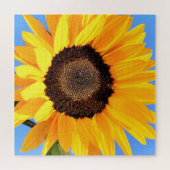 青空の太陽に対する黄色のひまわり – 夏 ジグソーパズル (横)