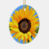 青空の太陽に対する黄色のひまわり – 夏 セラミックオーナメント (右)