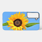 青空の太陽に照らされた黄色のひまわり SAMSUNG GALAXYケース (裏面横)