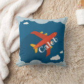 青空の子ども子供部屋の飛行機パーソナライズされた クッション (ブランケット)