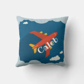 青空の子ども子供部屋の飛行機パーソナライズされた クッション (裏面)