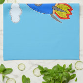 青空の宇宙ロケット キッチンタオル (折り畳み)