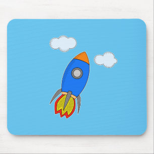 青空の宇宙ロケット マウスパッド