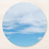 青空の完璧な夏の日 白い雲 ラウンドペーパーコースター (正面)