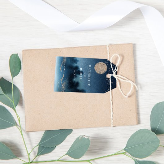 青空の水彩風景 ウェディングモノグラム ギフトタグ