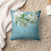 青空の白い花ソファ枕 クッション (ブランケット)