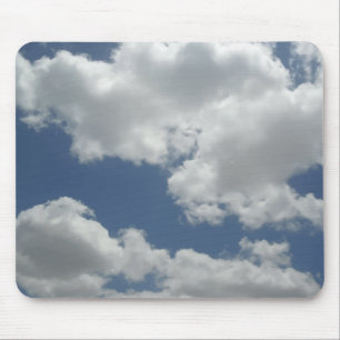 青空の白い雲のプリントのおもしろい マウスパッド