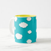 青空の白い雲2トーンのコーヒーマグ ツートーンマグカップ (正面左)