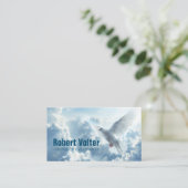 青空の白い鳩キリスト教の牧師 名刺 (スタンド正面)