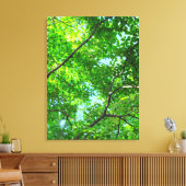 青空の緑の葉色の枝の天蓋 キャンバスプリント (インサイチュ (リビング))