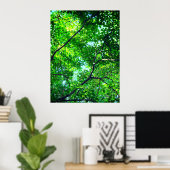 青空の緑の葉色の枝の天蓋 ポスター (ホームオフィス)