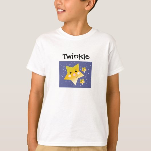 青空の背景に輝く金色の星 Tシャツ (正面)