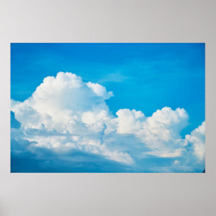 青空の背景の雲（白） ポスター