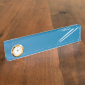 青空の背景の飛んでいるな飛行機 デスクネームプレート (側面)