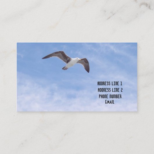 青空の背景を飛ばしている鳥 名刺 (裏面)