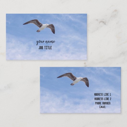 青空の背景を飛ばしている鳥 名刺 (正面/裏面)