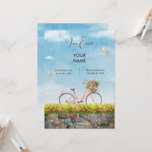 青空の自転車風景 招待状 (正面/裏面インサイチュ)