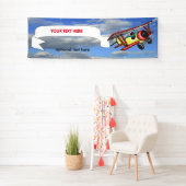 青空の複葉機の牽引の旗は2.5 x 8つを曇らせます 横断幕 (インサイチュ)