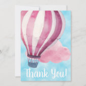 青空の赤い白の熱気球ありがとう サンキューカード (正面)