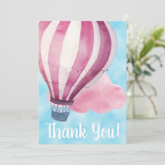 青空の赤い白の熱気球ありがとう サンキューカード (スタンド正面)