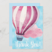 青空の赤い白の熱気球ありがとう サンキューカード (正面/裏面)
