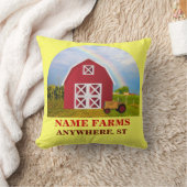 青空の赤い納屋に名前を追加 クッション (ブランケット)