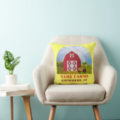 青空の赤い納屋に名前を追加 クッション (椅子)