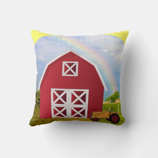 青空の赤い納屋に名前を追加 クッション (裏面)